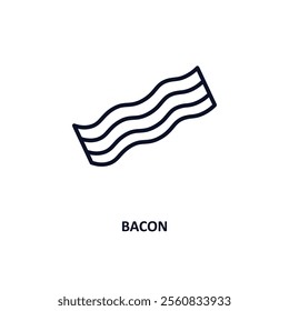 bacon outline icon.  Thin line icon from gastronomy collection. Editable vector isolated on white background