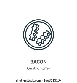 Icono vectorial de contorno de tocino. Icono de tocino negro en línea delgada, simple ilustración vectorial plano de elemento simple de concepto gastronómico editable trazo aislado sobre fondo blanco