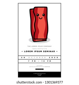 Bacon Party Invitation Design with When and Where Details