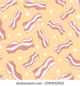 Bacon pattern background. cartoon style. Bacon background for fabric design, textile print, wrapping paper, cover. Vector illustration.