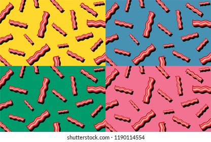 Bacon pattern food wallpaper illustration