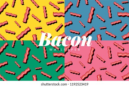 Bacon Pattern Food Wallpaper Illustration