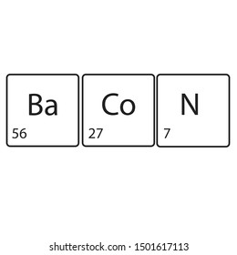 Bacon, periodic table, text, vecctor illustration