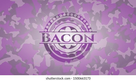 Bacon pink on camo texture. Vector Illustration. Detailed.
