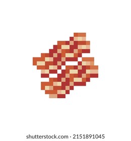 Bacon pixel art icon. 8-bit element, meat , vector illustrations. Retro, 8-bit style, pixelated element for game design. Design for stickers, logo, mobile app.