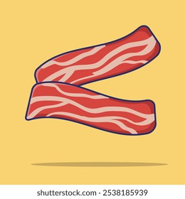 Panceta, Panceta de cerdo, Comida, Carne, Desayuno, Brunch, Parrilla, Barbacoa, Crujiente, Jugoso, Delicioso, Ilustración vectorial, Icono, Clipart, Diseño gráfico