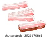 bacon processed meat pork　3 types: 1 piece, 3 pieces, and lump