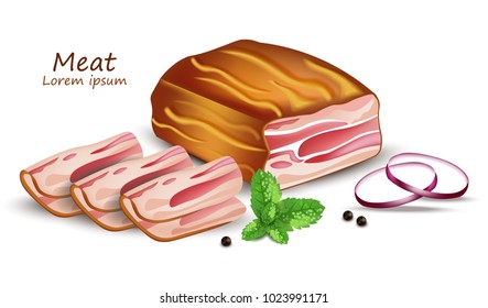 Bacon or Prosciutto cotto Vector realistic. Product placement mock up templates