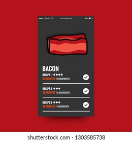 Bacon Recipe App Interface Design