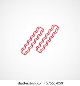 Bacon Red Line Icon On White Background