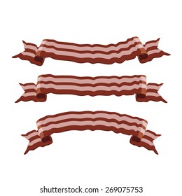 Bacon ribbon banners illustration design template