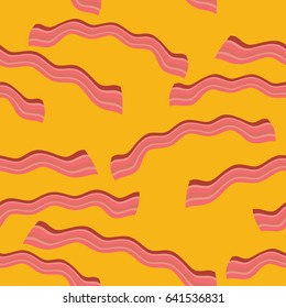 Bacon roasted seamless pattern. Thin piece of meat background. Pork texture. Food Ornament