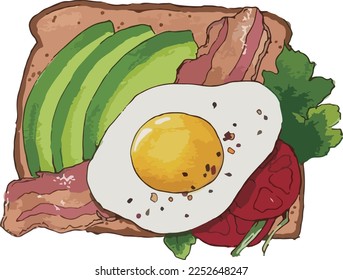Bacon sandwich cartoon icon vector art illustration