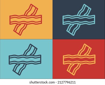 Bacon Slice Logo Template, Simple Flat Icon of background,meat,pork