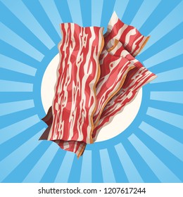 bacon slices on shining background