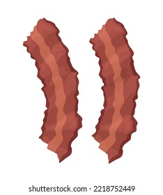 Bacon slices semi flat color vector objects set. Fat food product. Editable elements. Full sized items on white. Simple cartoon style illustrations for web graphic design and animation collection