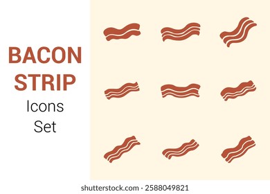 Bacon Strip Icons Set. Editable vector icon. Perfect for web and app interfaces, presentations, infographics, etc
