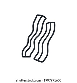 Bacon strips icon. Ham icon. Vector isolated linear icon contour shape outline. Thin line. Modern glyph design. Meat products. Food ingredients