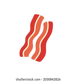 Bacon strips icon. Isolated flat color icon. Vector illustration. Meat products. Food ingredients