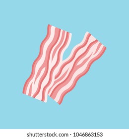 Bacon strips isolated on blue background. Flat style icon. Vector illustration.