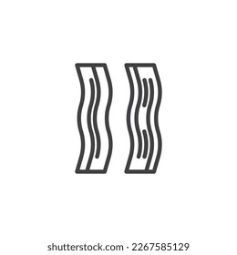 Bacon strips line icon. linear style sign for mobile concept and web design. Bacon slices outline vector icon. Symbol, logo illustration. Vector graphics