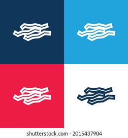 Bacon Strips Outline blue and red four color minimal icon set