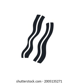 Bacon strips silhouette. Ham silhouette. Black isolated silhouettes. Fill solid icon. Modern glyph design. Vector illustration. Meat products. Food ingredients