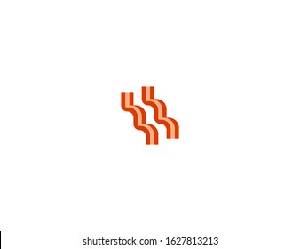 Bacon strips vector flat icon. Isolated bacon meat emoji illustration 