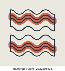 Bacon Strips vector icon food meat. Barbecue and bbq grill sign. Graph symbol for cooking web site and apps design, logo, app, UI