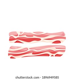 Bacon strips vector illustration in cartoon style. Meat product design.