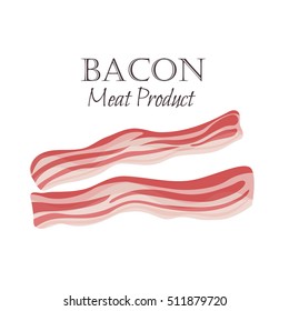 Bacon tiras ilustração vetorial em estilo cartoon. Design de produtos de carne.