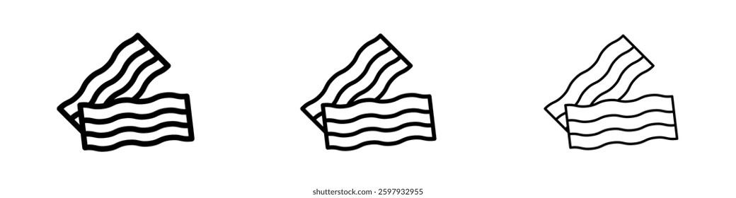Bacon thin line vector icon set.