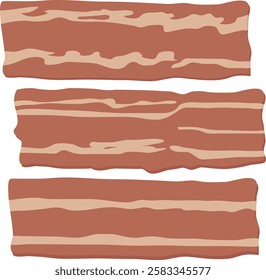 bacon top view, thin slices of bacon.