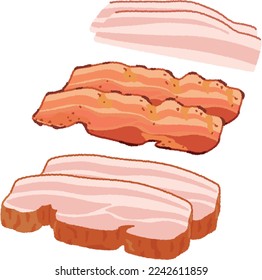 Bacon is a type of processed meat product made from salted pork. It is usually made from pork belly or back.