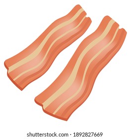 Bacon Vector Design Icon. BBQ Fast Food Art Illustration. Barbecue Carnivore Product Ingredient. 