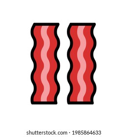 Bacon Vector Icon in Filled Outline Style. Bacon is a type of salt-cured pork made from various cuts, typically from the pork belly or from the less fatty back cuts. Vector icon for app, web, logo