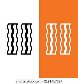 Bacon Vector Icon in Outline Style. Bacon is a type of salt-cured pork made from various cuts, typically from the pork belly or from the less fatty back cuts. Vector icon for app, web, logo