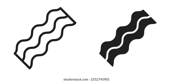 Bacon vector icon set black filled and outlined style.