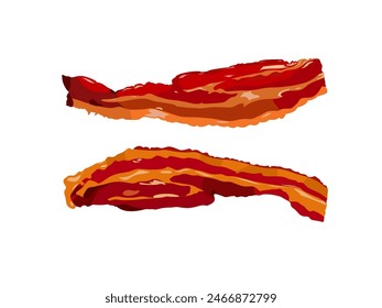 Bacon vector illustration. Crispy bacon. Used for illustrations on menus, banners, posters, restaurant advertisements.