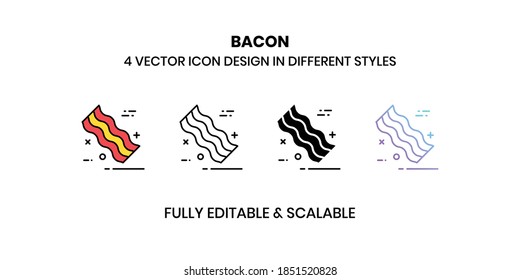 Bacon vector illustration icons in different styles