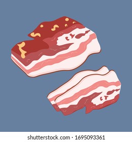 Bacon vector illustration on the blue background. Vector illustration