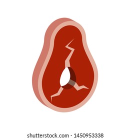Bacon.Cutting bacon for barbecue.Isometric and 3D view.
