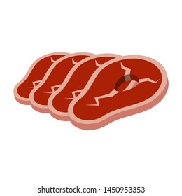 Bacon.Cutting bacon for barbecue.Isometric and 3D view.