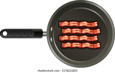 Bacons in einer Pfanne auf weißem Hintergrund, Vektorgrafik