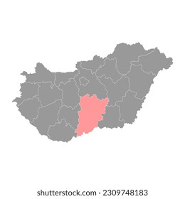 Mapa del condado de Bacs Kiskun, distrito administrativo de Hungría. Ilustración vectorial.
