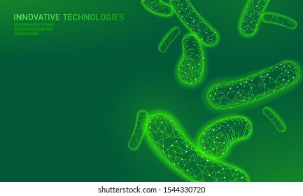 Probióticos bacterianos 3D de bajo color verde. Flora de digestión normal y sana de la producción de yogur intestinal humano. Teatro moderno de inmunidad de la tecnología científica ilustración vectorial de la medicina alérgica