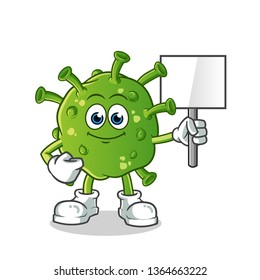 bacteria announcement board mascot vector cartoon illustration