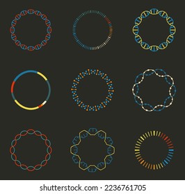 bacterias dna circular de plasmid ácido desoxirribonucleico nucleico ácidos bacterianos de doble helix genética biología conjunto de ícono de investigación logo biología molecular química biotecnología conjunto de vectores