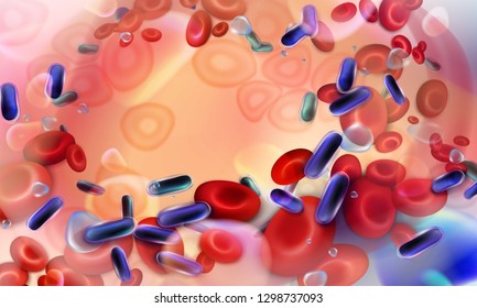 Bacteria in blood. Vector illustration in light background