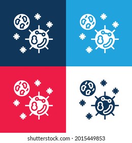 Bacteria blue and red four color minimal icon set